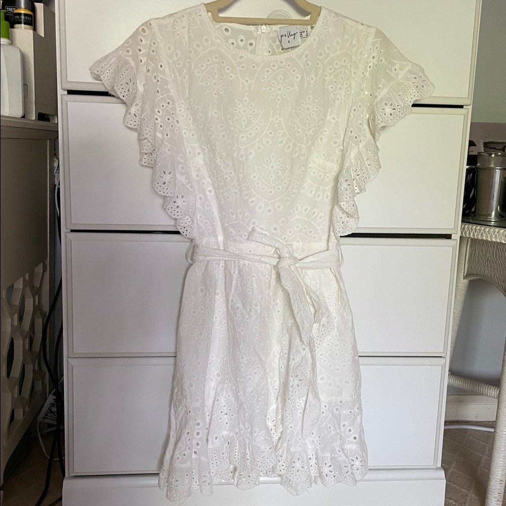 White, floral-ish patterned dress